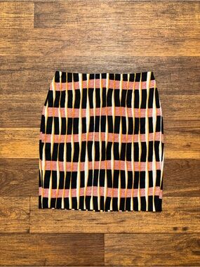 Ann Taylor Black, Pink & Yellow Striped Knit Mini Skirt